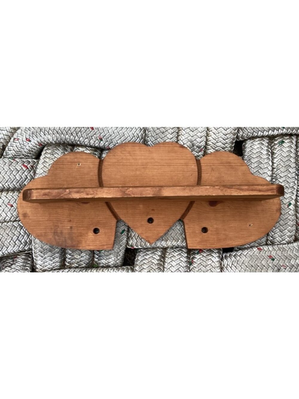 Heart-Shaped Wooden Wall Shelf With Rustic Finish - 16"x8" - Wall-Mounted Storag